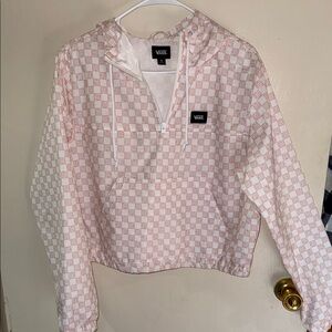 Vans Light Pink Checkered Half-Zip Hoodie
